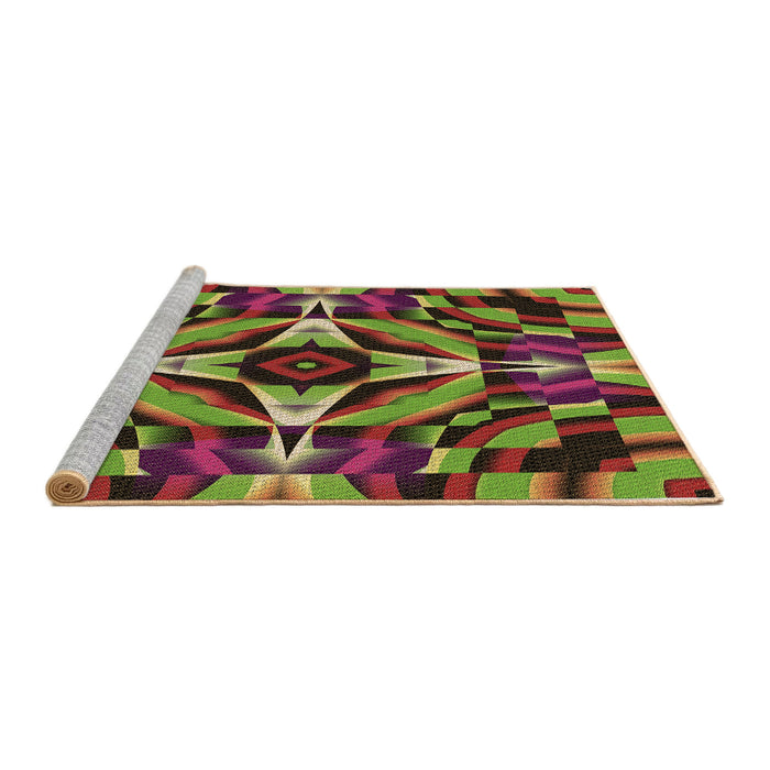 Sideview of Machine Washable Transitional Pistachio Green Rug, wshpat1758brn