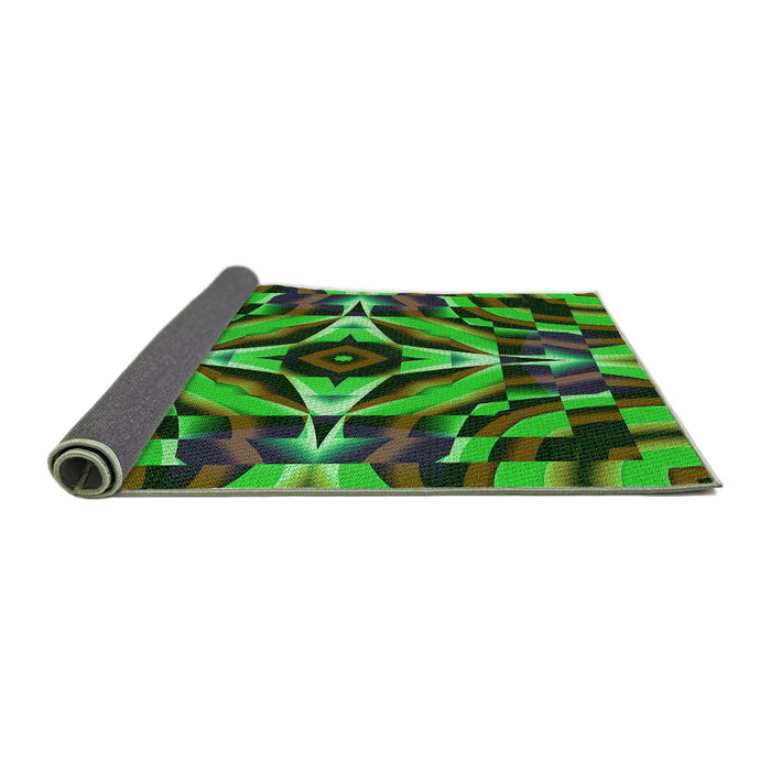 Thickness of Patterned Neon Green Rug, pat1758grn