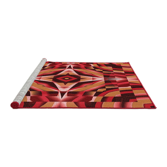 Sideview of Machine Washable Transitional Orange Rug, wshpat1758rd