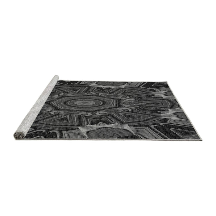 Sideview of Machine Washable Transitional Charcoal Black Rug, wshpat176gry