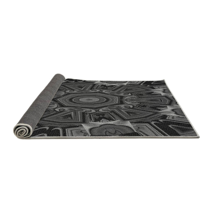 Thickness of Patterned Charcoal Black Rug, pat176gry