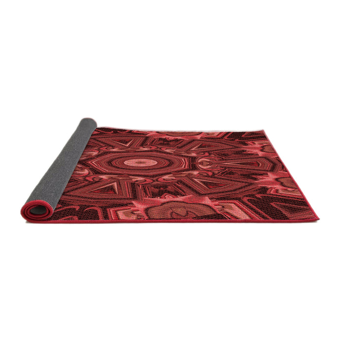 Thickness of Patterned Cranberry Red Rug, pat176rd
