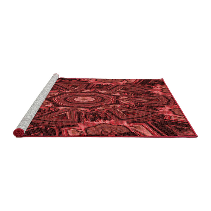 Sideview of Machine Washable Transitional Cranberry Red Rug, wshpat176rd