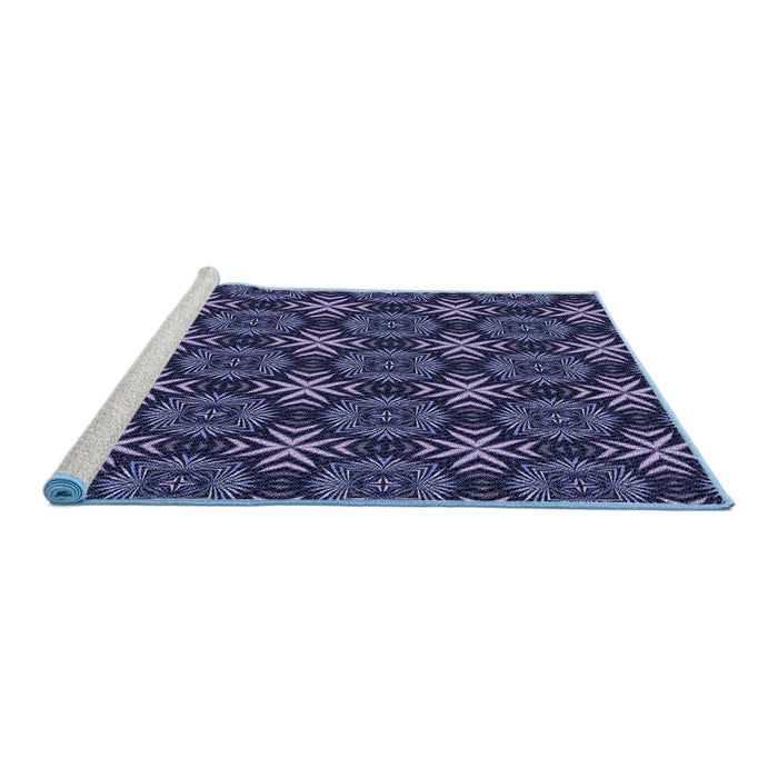 Sideview of Machine Washable Transitional Periwinkle Purple Rug, wshpat1760blu