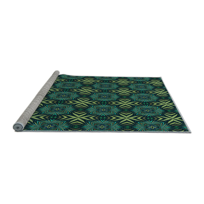 Sideview of Machine Washable Transitional Deep Teal Green Rug, wshpat1760lblu