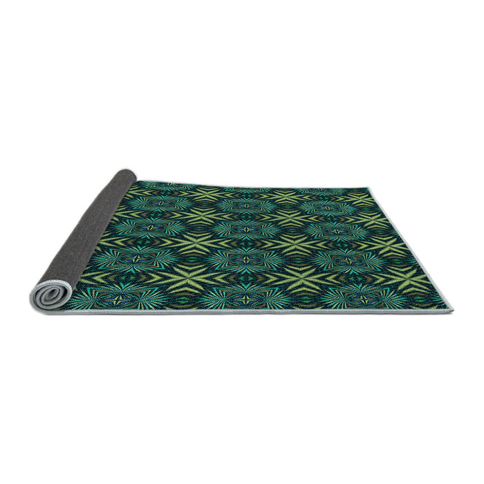 Thickness of Patterned Deep Teal Green Rug, pat1760lblu