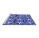 Sideview of Machine Washable Transitional Sky Blue Rug, wshpat1761blu