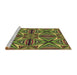 Sideview of Machine Washable Transitional Pistachio Green Rug, wshpat1761brn