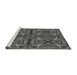 Sideview of Machine Washable Transitional Dark Gray Black Rug, wshpat1761gry