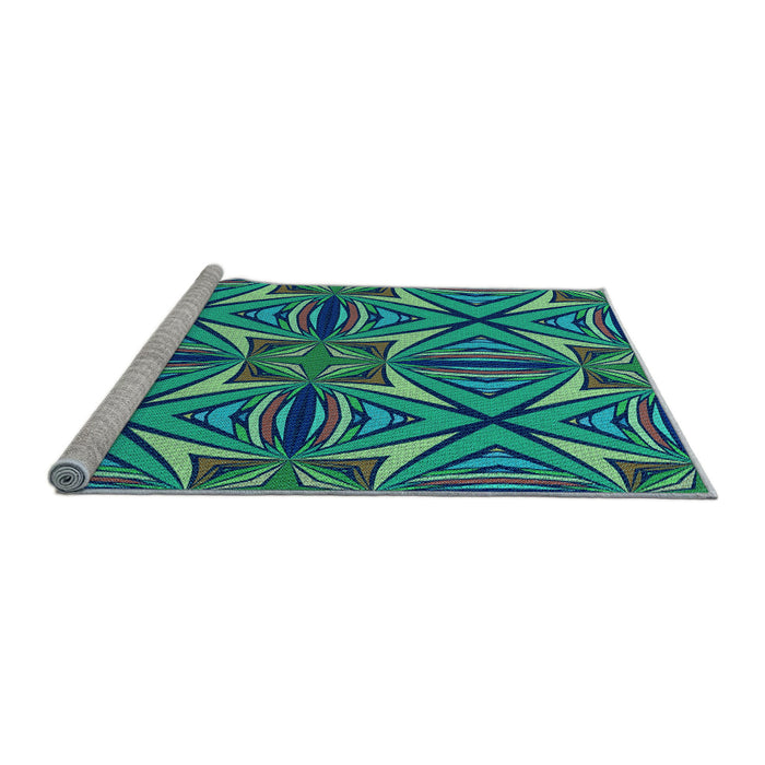 Sideview of Machine Washable Transitional Blue Rug, wshpat1761lblu