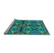 Sideview of Machine Washable Transitional Blue Rug, wshpat1761lblu