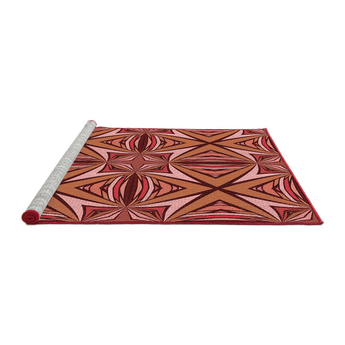 Sideview of Machine Washable Transitional Cranberry Red Rug, wshpat1761rd