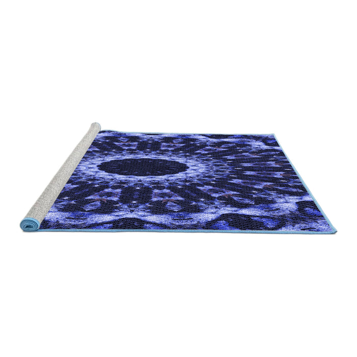 Sideview of Machine Washable Transitional Midnight Blue Rug, wshpat1763blu