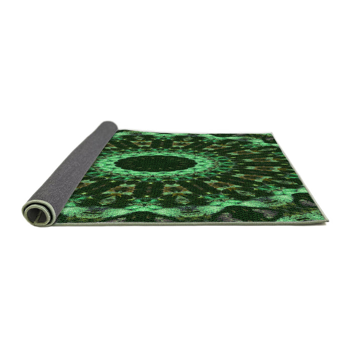 Thickness of Patterned Dark Forest Green Rug, pat1763grn