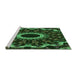 Sideview of Machine Washable Transitional Dark Forest Green Rug, wshpat1763grn