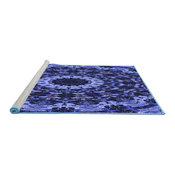 Sideview of Machine Washable Transitional Midnight Blue Rug, wshpat1764blu