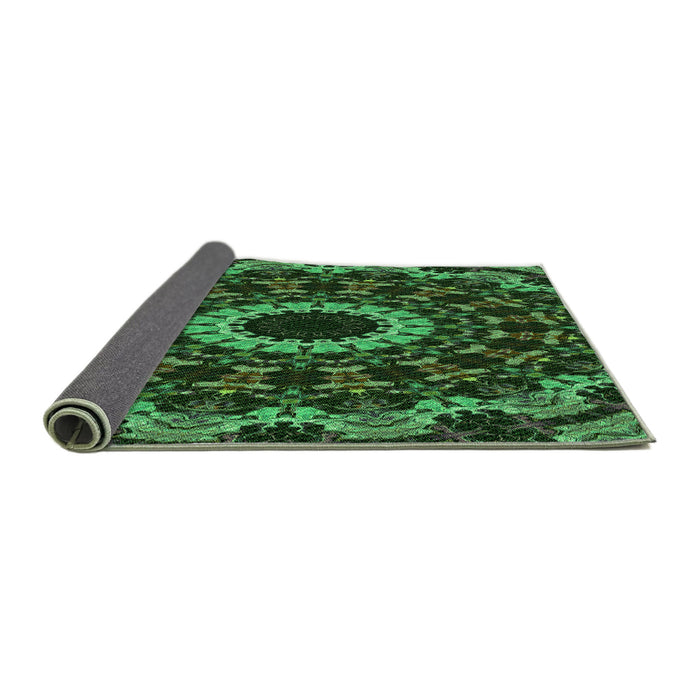 Thickness of Patterned Dark Forest Green Rug, pat1764grn
