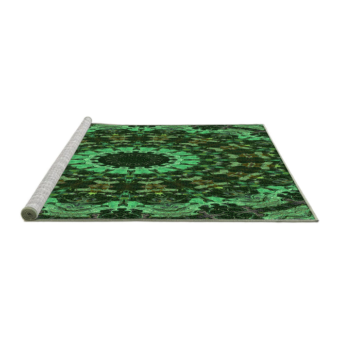 Sideview of Machine Washable Transitional Dark Forest Green Rug, wshpat1764grn