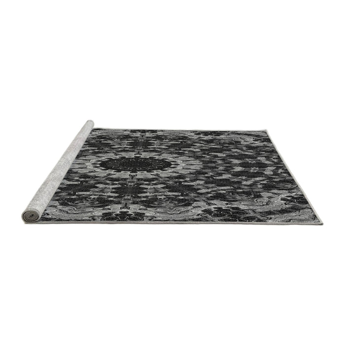 Sideview of Machine Washable Transitional Charcoal Black Rug, wshpat1764gry