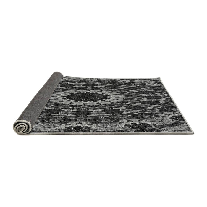 Thickness of Patterned Charcoal Black Rug, pat1764gry