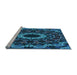 Sideview of Machine Washable Transitional Deep-Sea Blue Rug, wshpat1764lblu