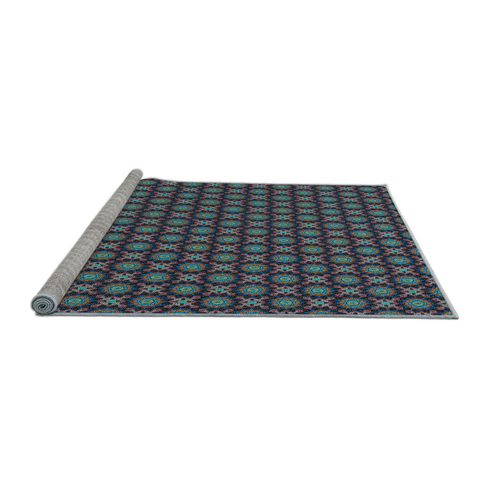Sideview of Machine Washable Transitional Burgundy Brown Rug, wshpat1766lblu