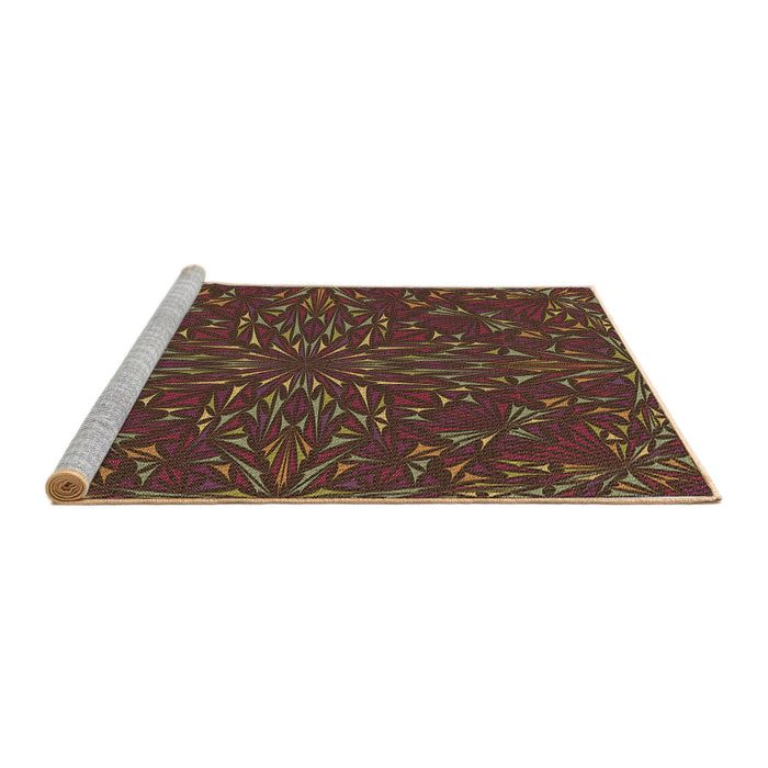 Sideview of Machine Washable Transitional Sienna Brown Rug, wshpat1768brn