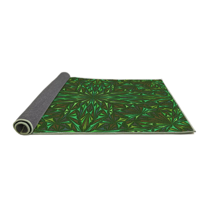 Thickness of Patterned Dark Lime Green Rug, pat1768grn
