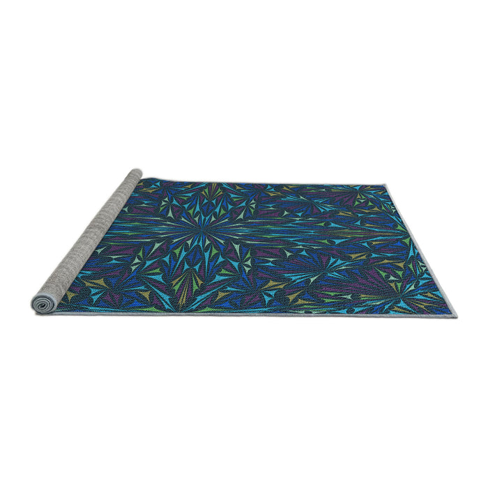 Sideview of Machine Washable Transitional Blue Ivy Blue Rug, wshpat1768lblu