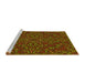 Sideview of Machine Washable Transitional Saffron Red Rug, wshpat1768yw