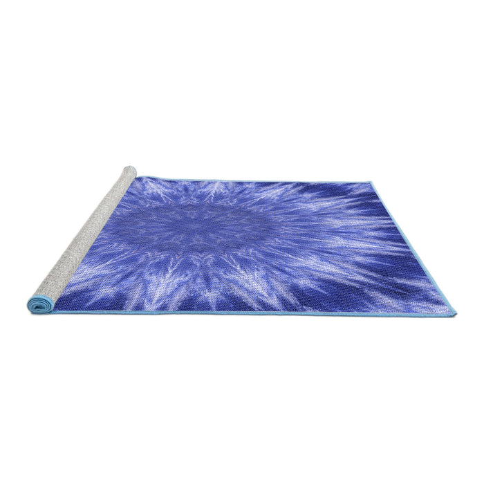 Sideview of Machine Washable Transitional Sky Blue Rug, wshpat1769blu
