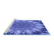 Sideview of Machine Washable Transitional Sky Blue Rug, wshpat1769blu