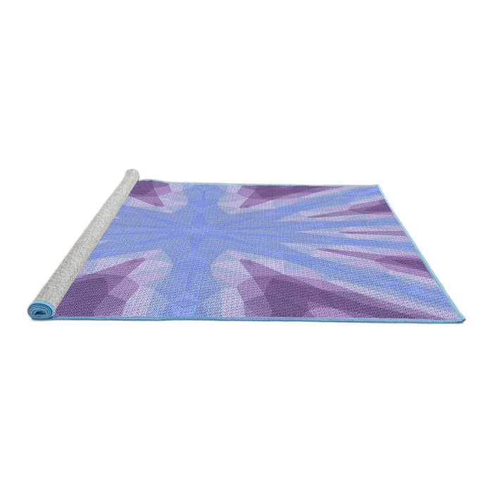 Sideview of Machine Washable Transitional Sky Blue Rug, wshpat1770blu