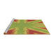 Sideview of Machine Washable Transitional Green Rug, wshpat1770brn