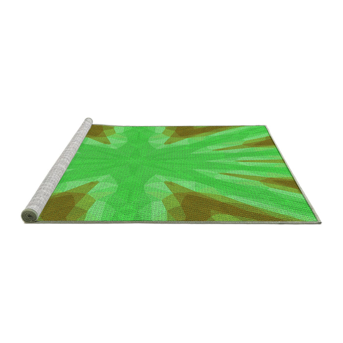 Sideview of Machine Washable Transitional Neon Green Rug, wshpat1770grn