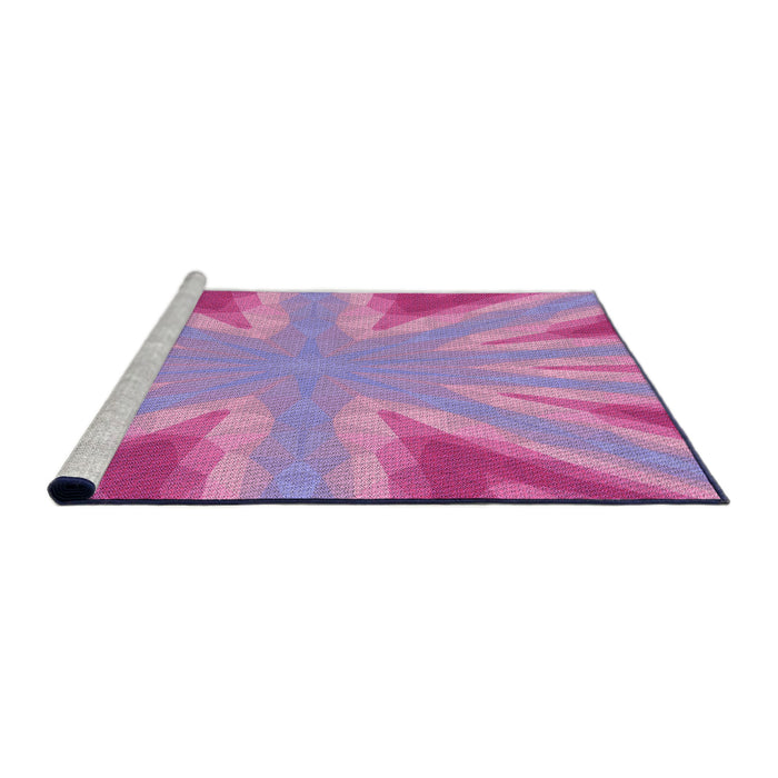 Sideview of Machine Washable Transitional Neon Pink Rug, wshpat1770pur