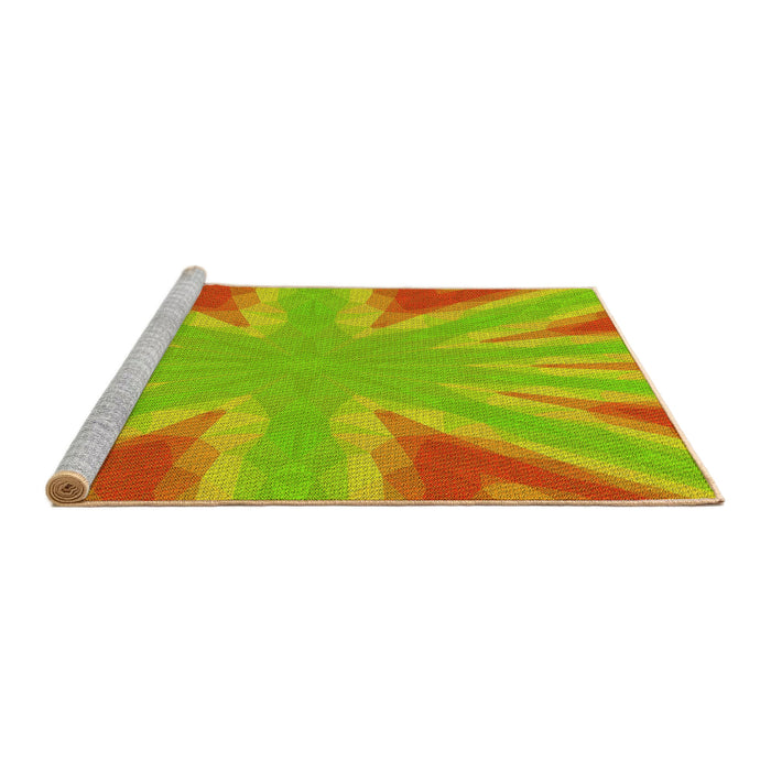 Sideview of Machine Washable Transitional Green Rug, wshpat1770yw