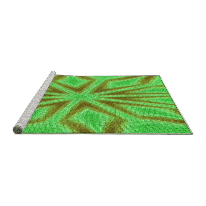 Sideview of Machine Washable Transitional Neon Green Rug, wshpat1771grn