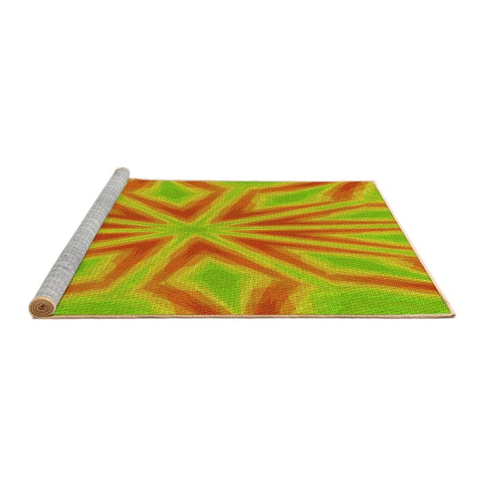 Sideview of Machine Washable Transitional Neon Orange Rug, wshpat1771yw
