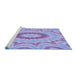 Sideview of Machine Washable Transitional Jeans Blue Rug, wshpat1772blu