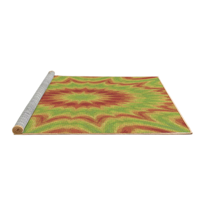 Sideview of Machine Washable Transitional Green Rug, wshpat1772brn