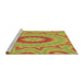 Sideview of Machine Washable Transitional Green Rug, wshpat1772brn