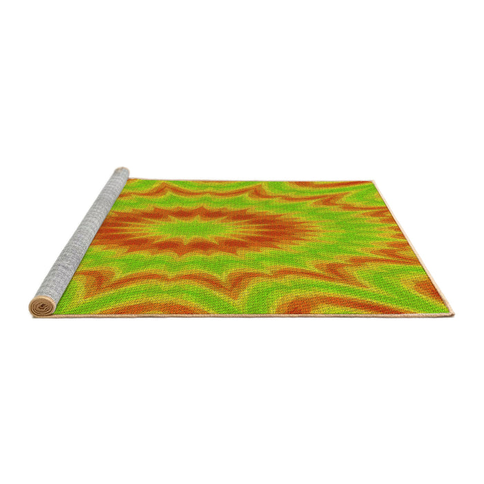 Sideview of Machine Washable Transitional Neon Orange Rug, wshpat1772yw