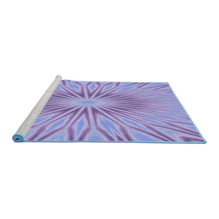 Sideview of Machine Washable Transitional Jeans Blue Rug, wshpat1773blu