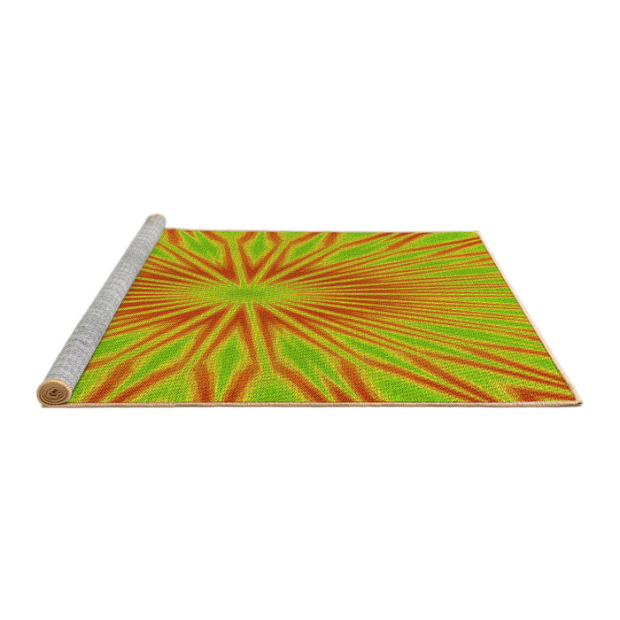 Sideview of Machine Washable Transitional Neon Orange Rug, wshpat1773yw