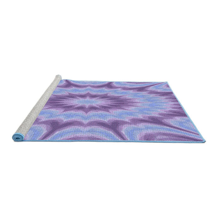 Sideview of Machine Washable Transitional Purple Mimosa Purple Rug, wshpat1774blu