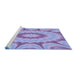 Sideview of Machine Washable Transitional Purple Mimosa Purple Rug, wshpat1774blu