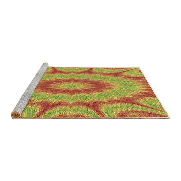 Sideview of Machine Washable Transitional Orange Red Orange Rug, wshpat1774brn