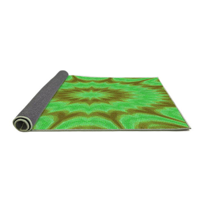 Thickness of Patterned Neon Green Rug, pat1774grn