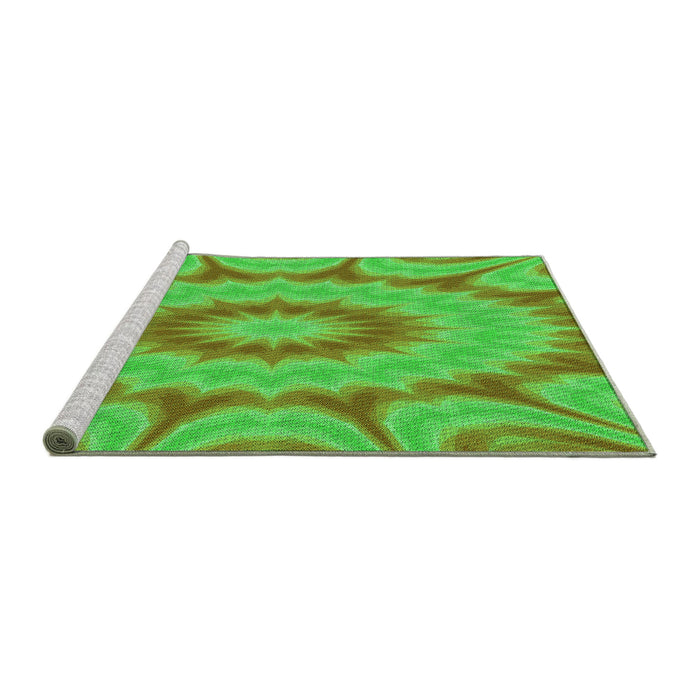Sideview of Machine Washable Transitional Neon Green Rug, wshpat1774grn